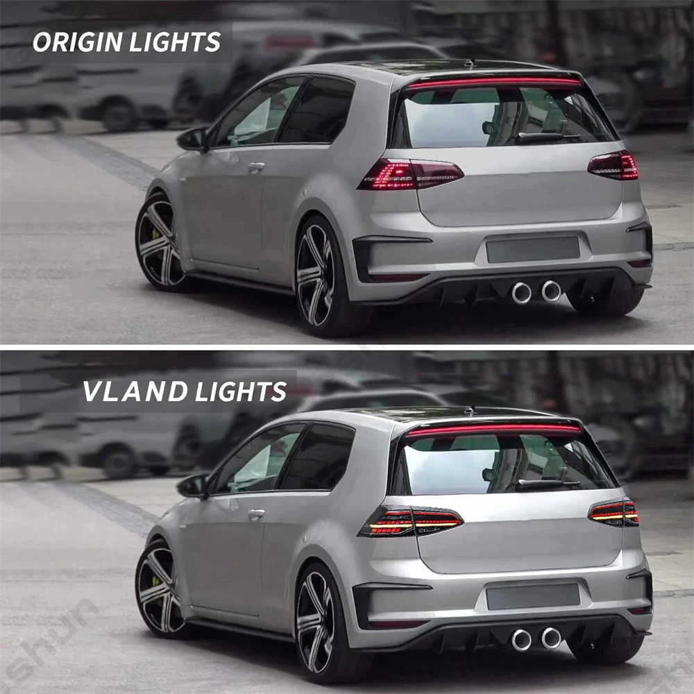 Pair Full LED Taillights For VW Golf 7 MK7 Golf 7.5 TSI TDI GTD 2013 - 2019 Taillamp Rear Lamp Brake Fog Turn Signal DRL Light