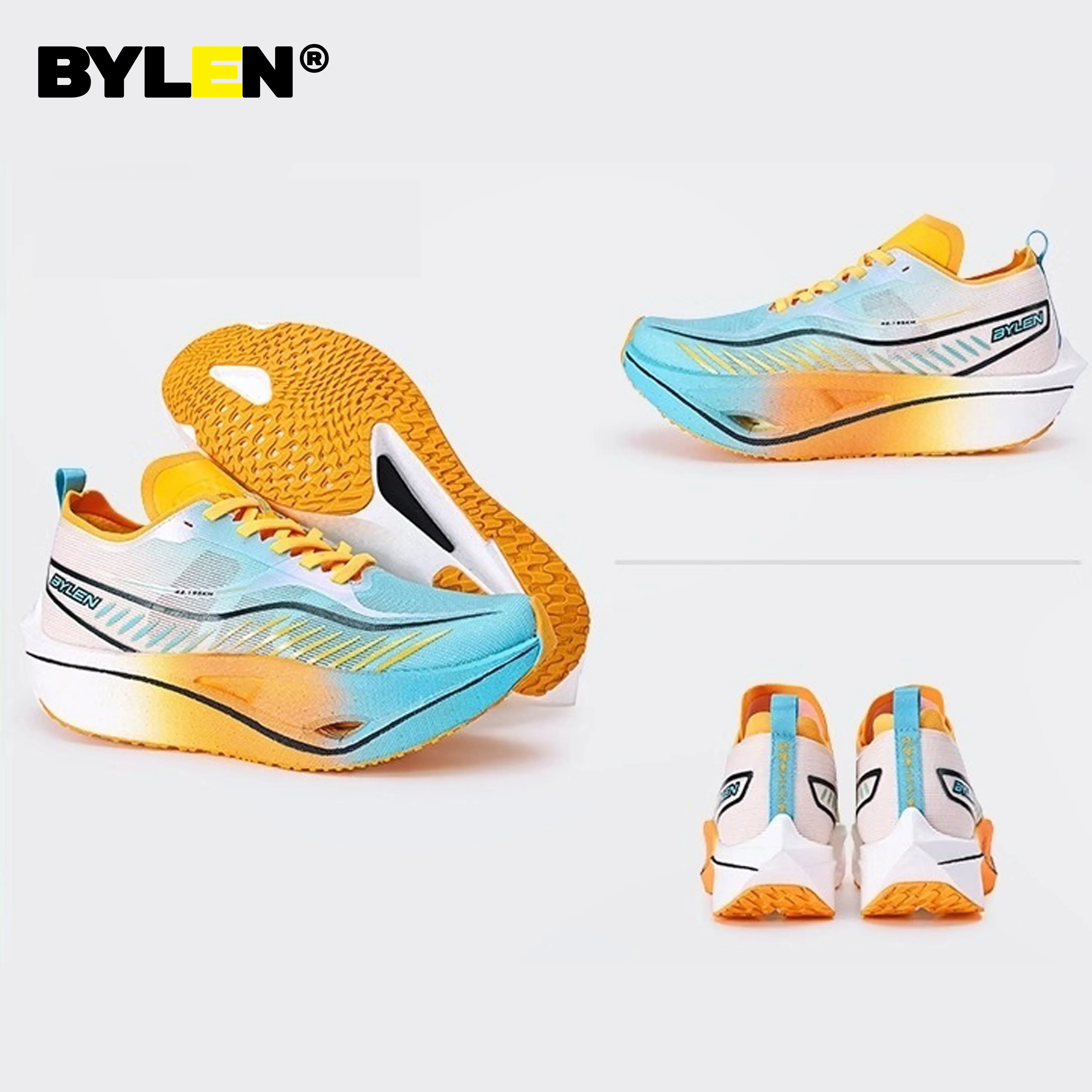 

BYLEN Men Running Shoes Racing Marathon Full Palm Carbon Plate Traction Stable Rebound Jogging Sports Sneakers