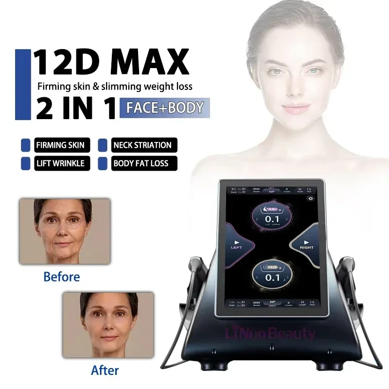 Multifunctional hi-fu 12d MPT anti aging facial and body face lift liposonic cellulite reduction machine