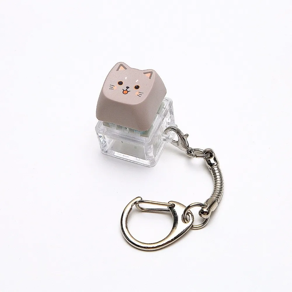 Cute Cat Keyboard Fidget Finger Button 4 Keys Keycap Keyring Creative Design Kawaii Mechanical Keyboard Keychain