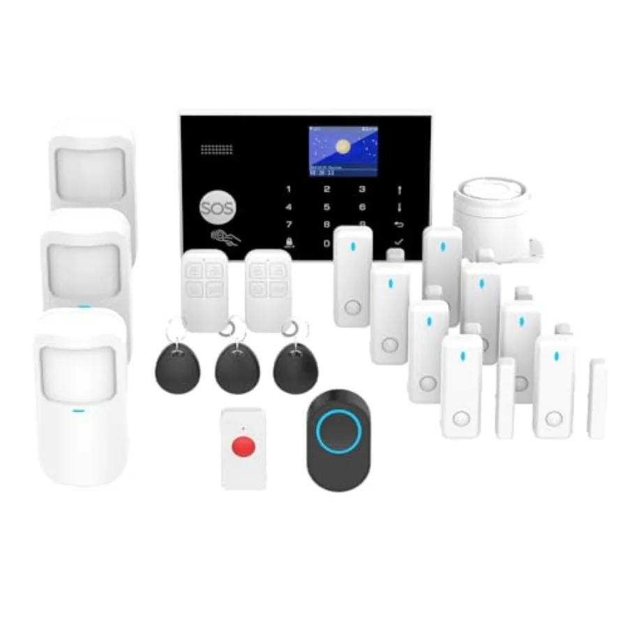 Wireless office security system with motion detector and siren