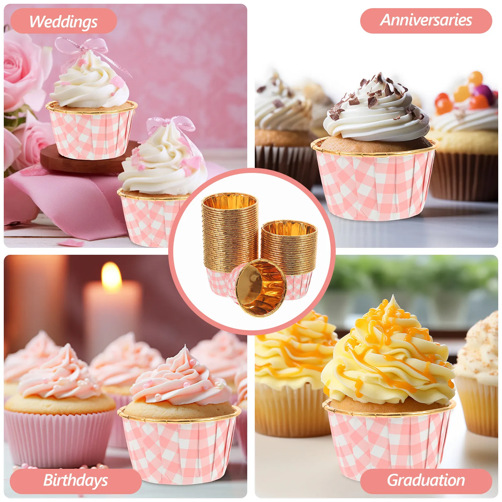 50Pcs Aluminium Foil Cupcake L - đánh giá và giá Wedding Cake Supply