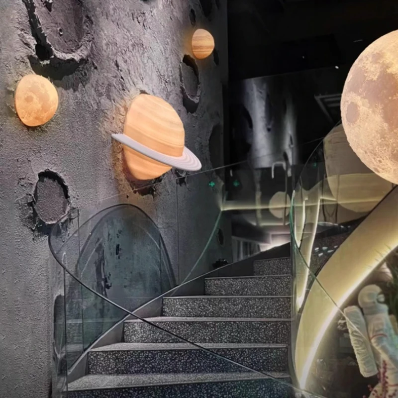 Children's room planetary wall lamp Saturn shaped LED lamp corridor staircase corridor living room bedroom Nordic decoration