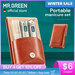 MR.GREEN-Juego de manicura portátil, kit de pedicura, cortaúñas de acero inoxidable, herramienta de viaje, estuche de aseo, caja de regalo, juego de tijeras para uñas