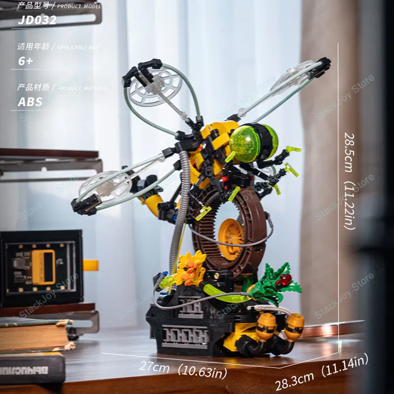 JD032 499PCS 펑크 잠자리 기계식 곤충 조립 키트 스팀펑크 스타일 조립 블록 모델 어린이용 수집품 선물