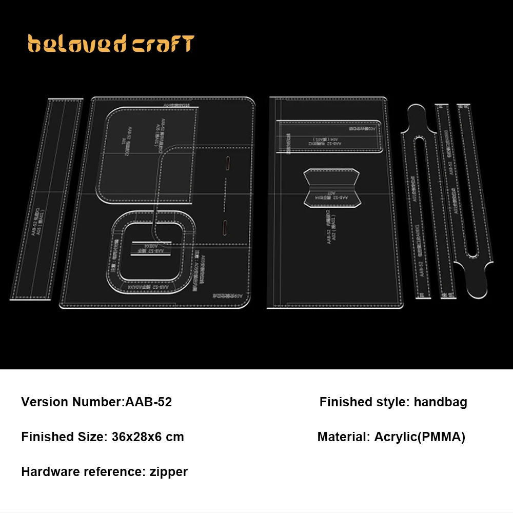 BelovedCraft Leather Bag Pattern Making with Kraft Paper and Acrylic Templates for Men's Briefcase Document Bag