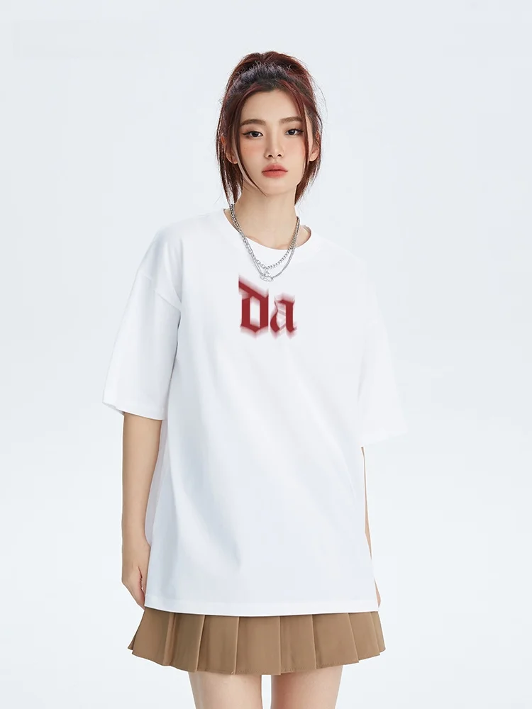 Dwan D Street Style Tri-Color Letter Short Sleeve Cotton T-Shirt Unisex Half Sleeve Summer New Arrival Couple's T-Shirt