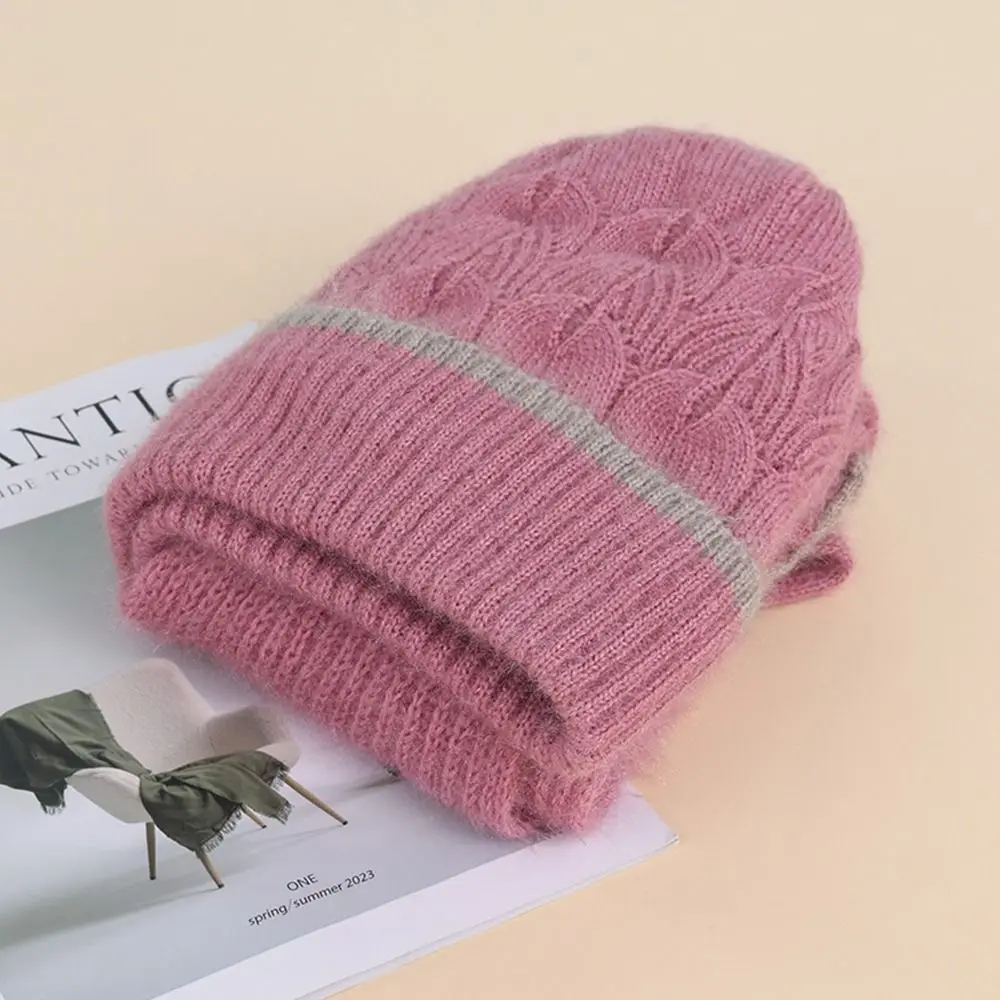 Gorro integrado de felpa para invierno, bufanda de punto grueso con protección para los oídos, calentador de cuello suave informal para mujeres y niñas
