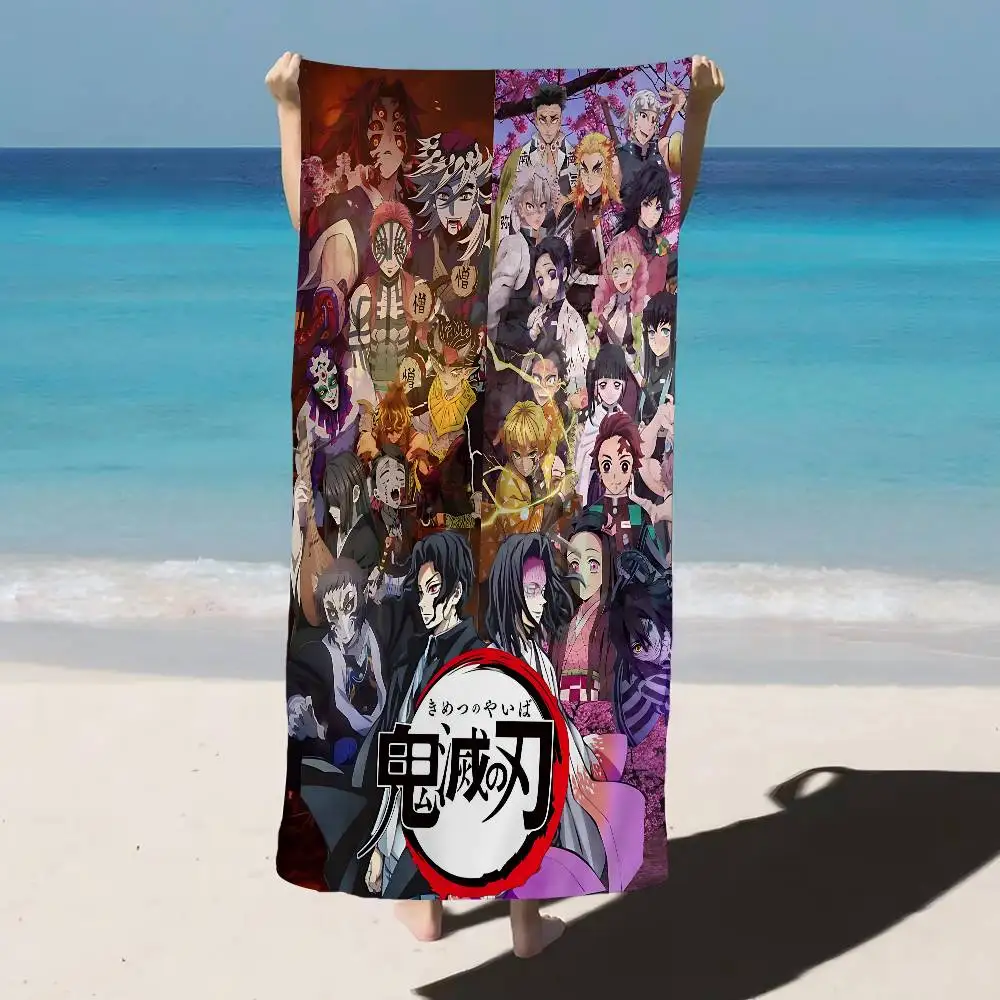 D-DemonS CARTOON S-SlayerS Bath Towel Microfiber Soft Water Absorbing Breathable For Girl Kids Decorative Cartoon Beach Towel