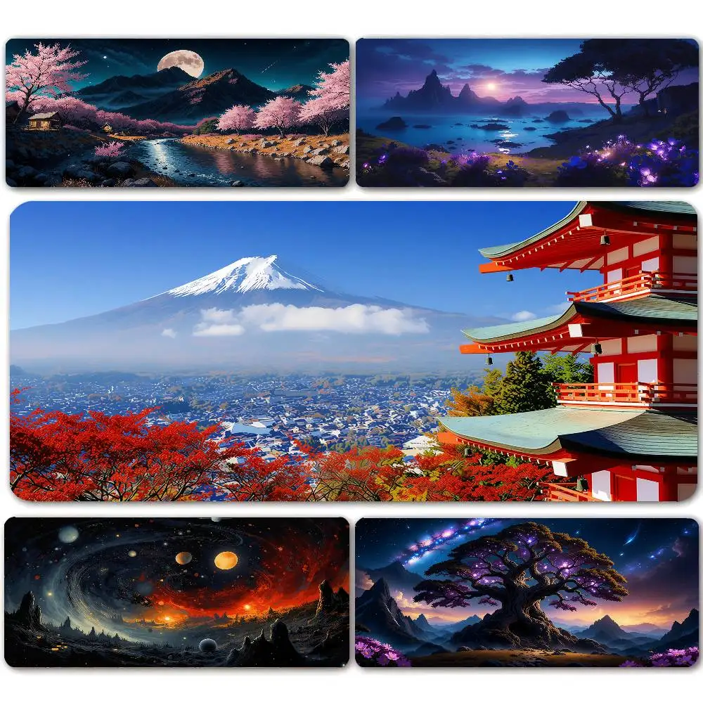 XXL Mouse Pad, Anime Natural Landscape Mouse Pad, Large PC Keyboard & Gaming Desk Mat, 900x400 Laptop Mouse Pad
