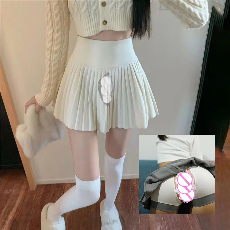 

Invisible Open Crotch Outdoor Sex Pants Women's Pleated Skirt High Waist Golf Tennis Skort Summer Stretch Nightclub Club Skirts