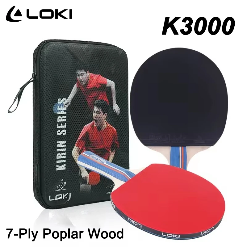 loki-k3000-7層ポプラ材仕上げ卓球ラケット、rxton-1ラバー仕上げピンポンパドル、初心者トレーニング用