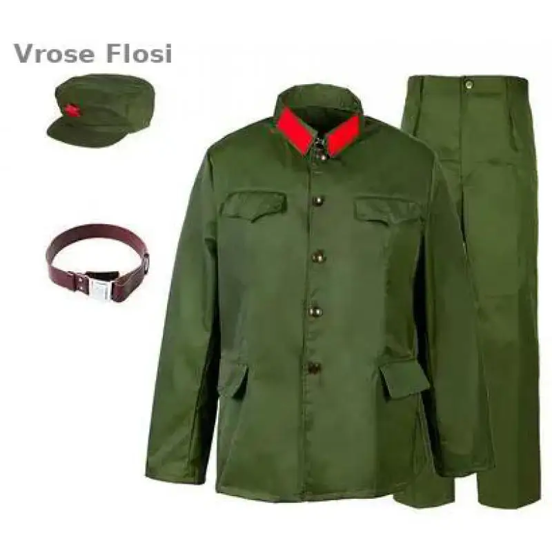 2025 Type 65 Chinese Military Uniform Men Vintage Green Army Suit With Hat Belt Long Sleeve Shirt Pants Cultural Revolution Styl