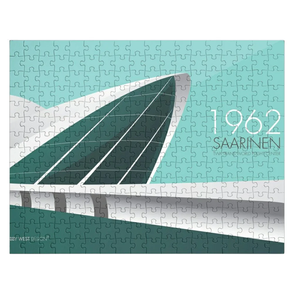 Saarinen Mid Century Modern 1962 Trans World Flight Center Jigsaw Puzzle Custom Wooden Puzzle Name Photo Personalized Gifts