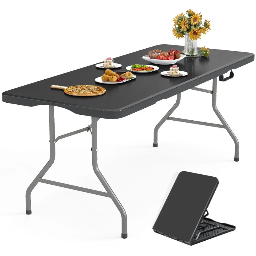 

Складной пластиковый стол 5 футов (1,5 м) для использования в помещении и на улице, идеально подходит для патио, задних дворов, садов и мероприятий в помещении, с повышенной прочностью.