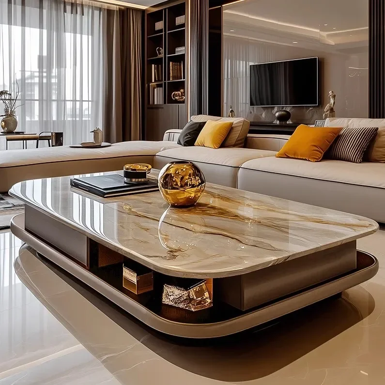 Y Microcrystalline stone household new light luxury creative large apartment living room extended coffee table
