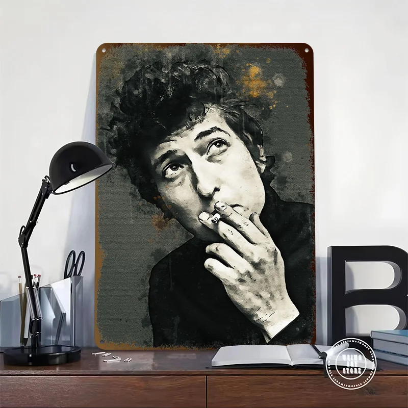 Bob Dylan 3D Printed Texture Poster Personalized Wall Art Retro Metal Tin Signs for Interior Accessories Decoration At Home Room