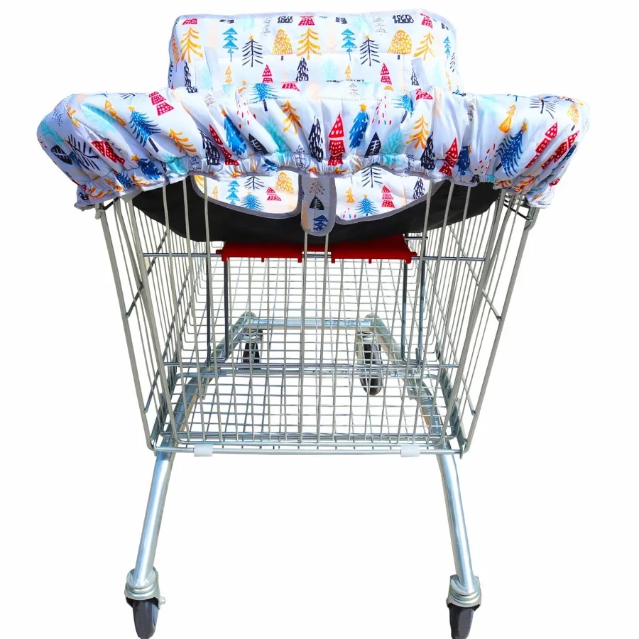 Penutup Keranjang Belanja dan Kursi Tinggi 2 in 1 yang Dapat Dibalik untuk Kursi Restoran, Dapat Dicuci dengan Mesin, Pelindung Kursi Bayi, Balita, dan Anak