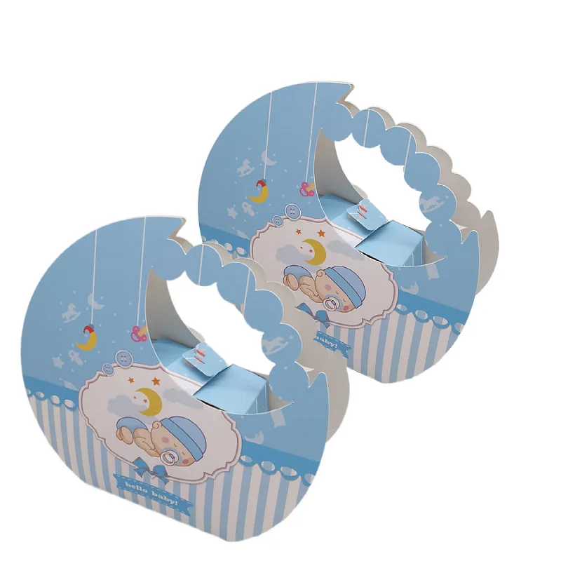 24/48Pcs Baby Shower Moon Shape Candy Box Kids Gift Packaging Box Party Wedding Favors for Guests Birthday Party Baptism Decor