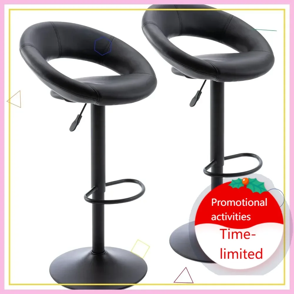 

Горячая распродажа: Комплект из 2 регулируемых поворотных барных стульев, современные кухонные/обеденные стулья из искусственной кожи с полой спинкой и газовым подъемным механизмом