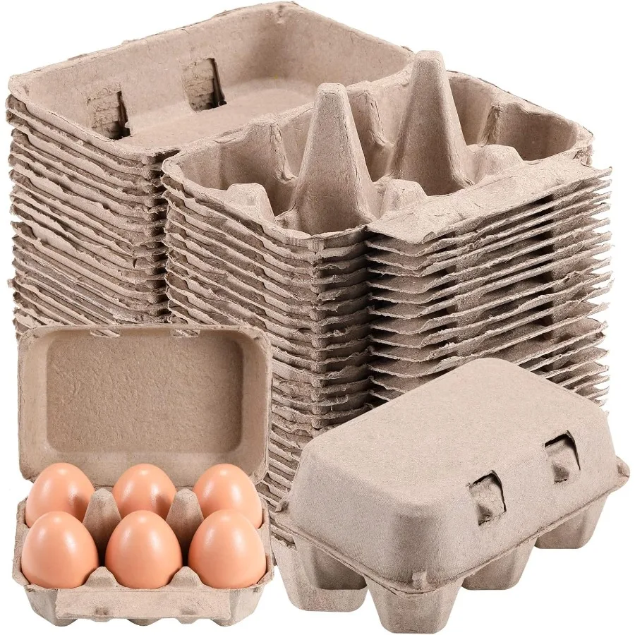 

Винтажные коробки для яиц Half Dozen, 25 упаковок, пустая коробка из натуральной целлюлозы, 6 шт., для куриных яиц, многоразовый лоток для хранения, прочный для хранения