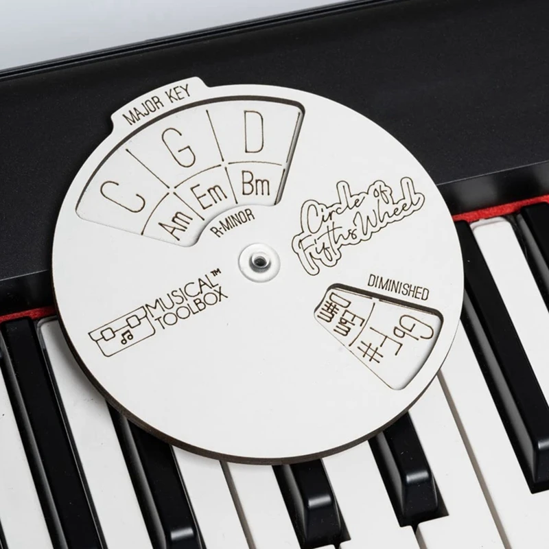 1 PCS Melody Tool, Circle Of Fifths For Musicians, To Readily Find Chord Combinations. (White) Wooden Melody Wheel