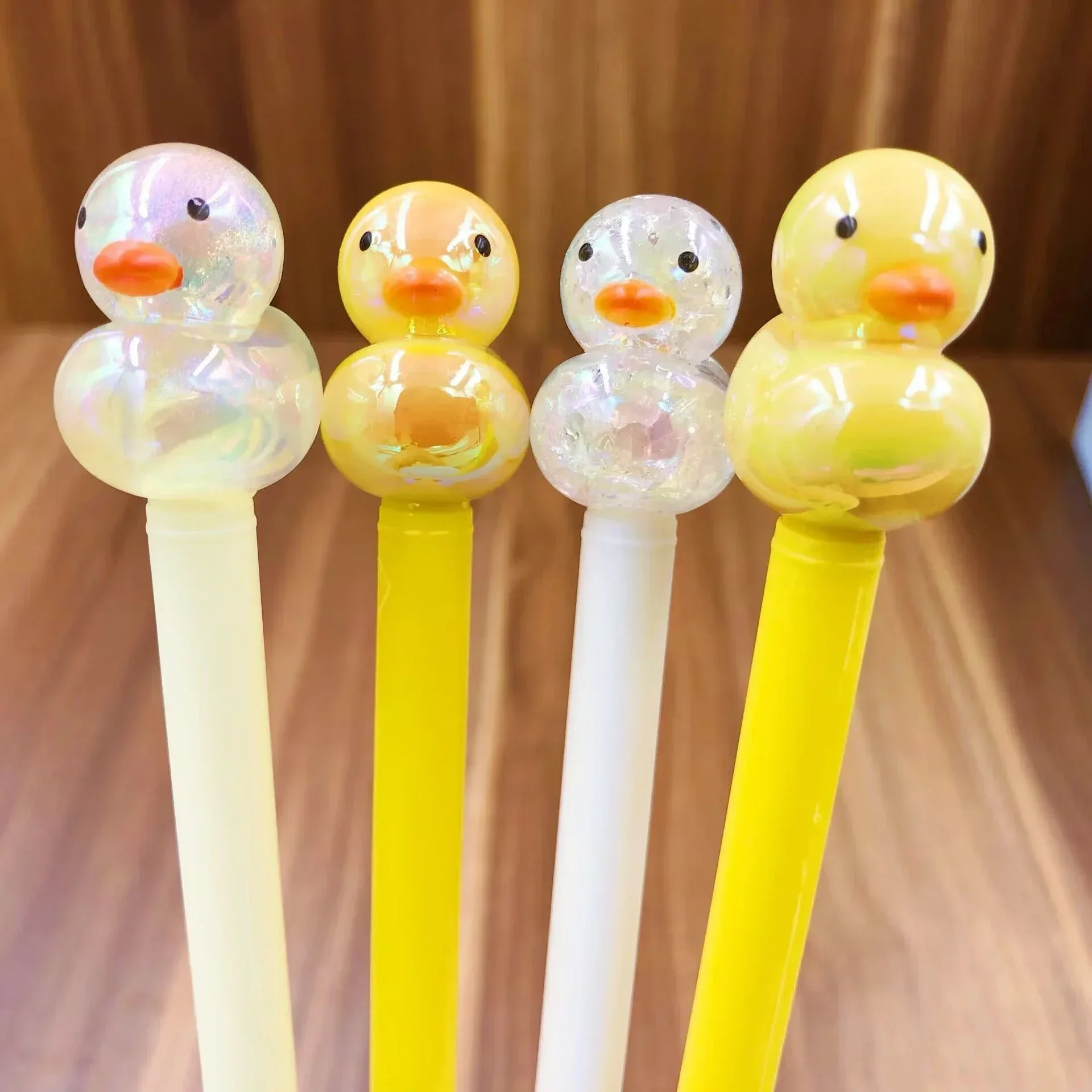 6PCS Creative New Cartoon Acrylic Cute Little Yellow Duck Neutral Pen Carbon Black  Water  Student Wholesale