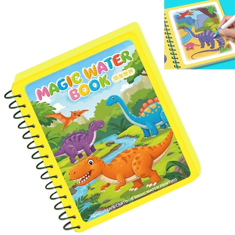 Kids Reusable Water Drawing Book Early Education Water Coloring Book Toy with Water Pen for Children Creative Fun