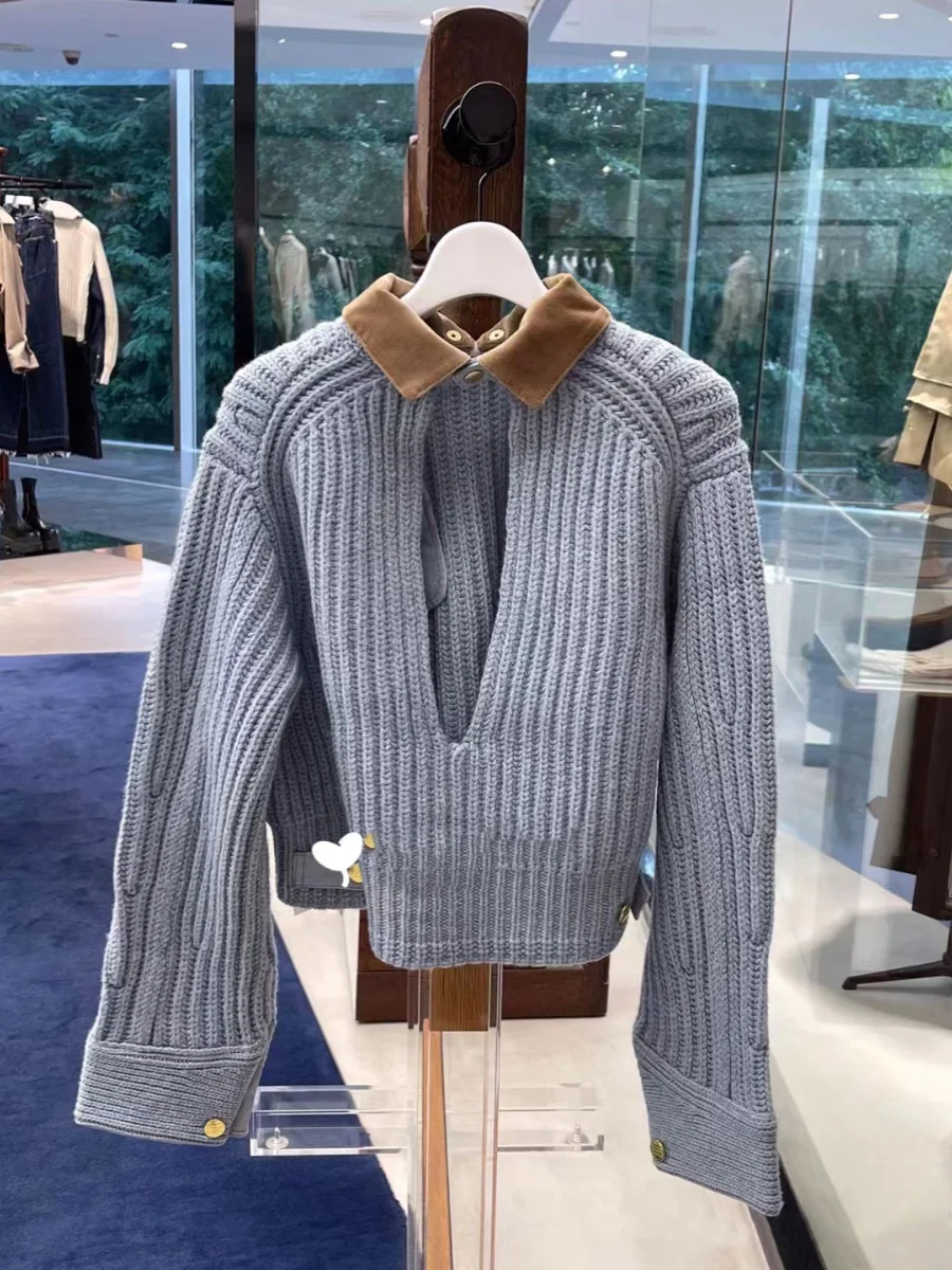

Fog Sacai Сборный новый воротник для удаления осени и зимы WeiHweifiHjSearfeg Выдалбливают трикотаж Верхний многослойный дизайн Bre...