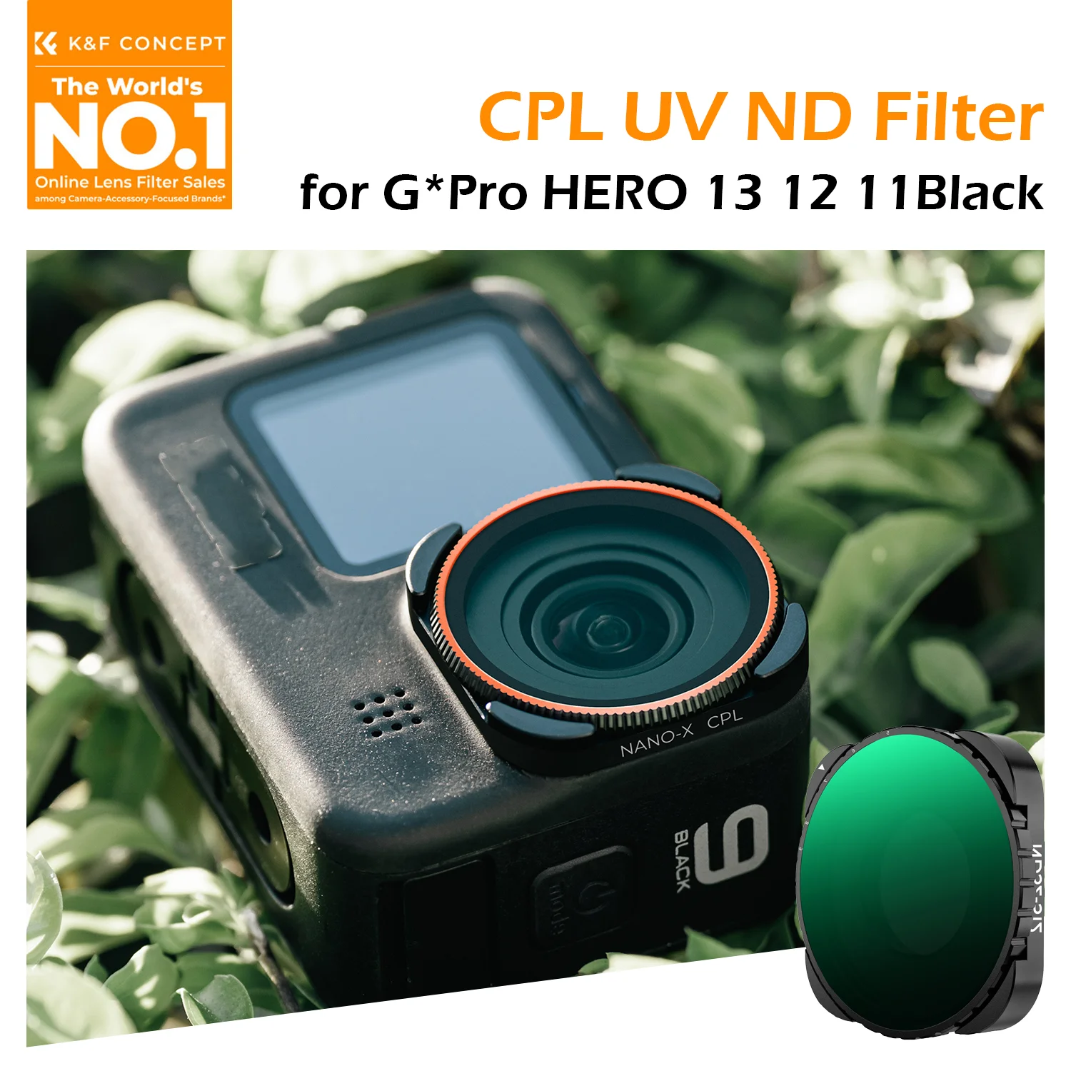 K & F CONCEPT CPL/UV/Variable ND 2-32/ND 32-512 filtre pour GoPro Hero 13 12 11 10 9 réduction de la lumière verre optique HD multicouche