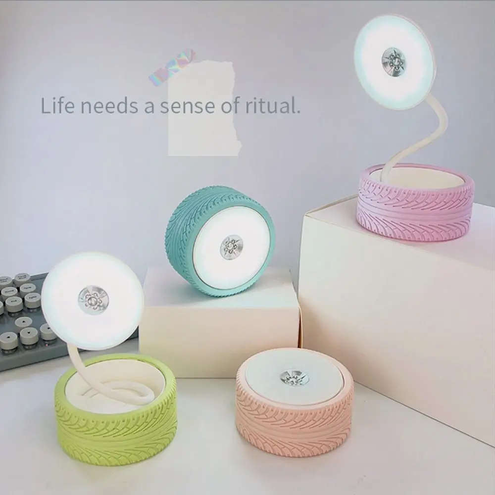 

Foldable Wheel Night Light Eye Protection Portable LED Desk Lamp Storage Organizer Phone Holder Mini Bedside Lamp Reading Book