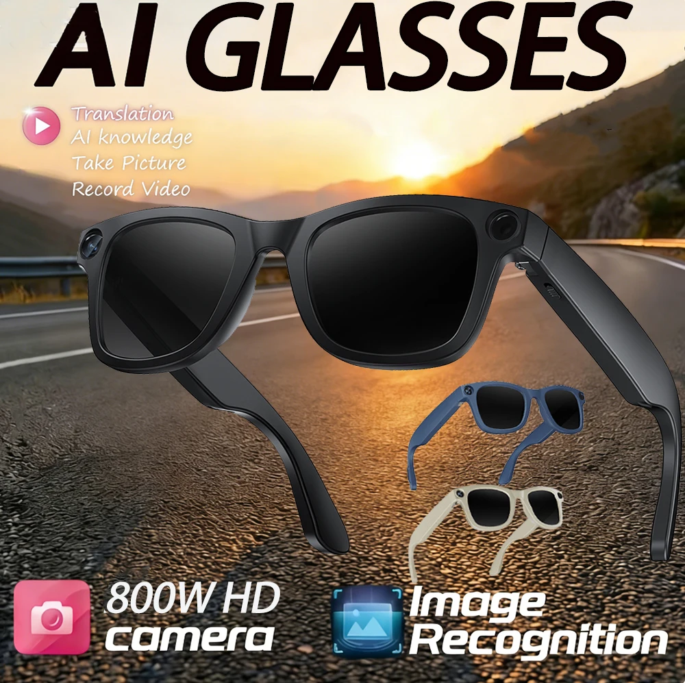 

Умные очки 2026 с ИИ, камера 800 Мп, запись видео 1080P HD, ИИ-идентификация, сенсорное управление, перевод в реальном времени, беспроводные звонки