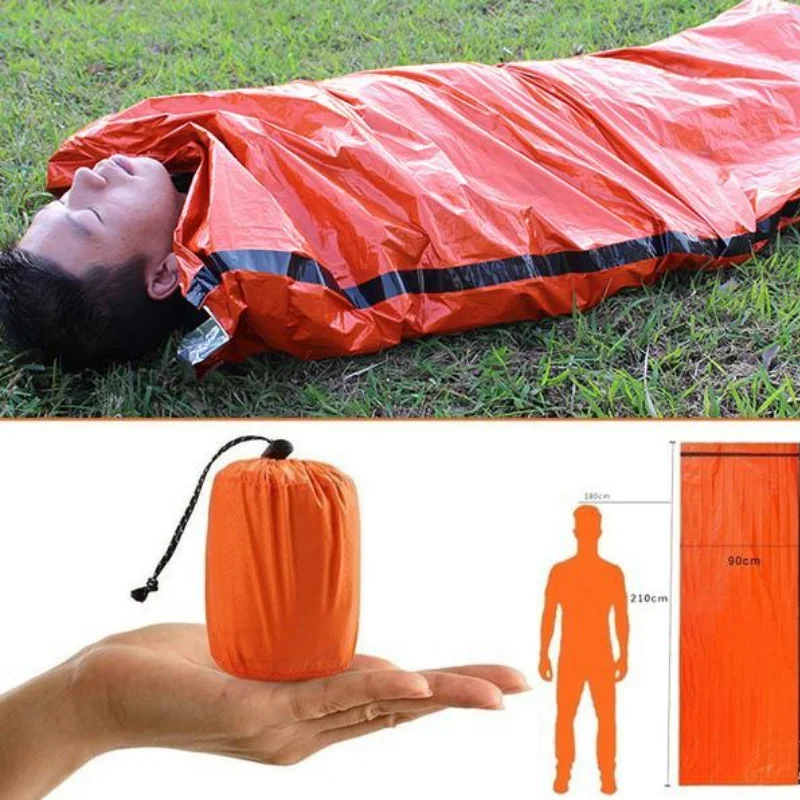 1pc Outdoor Camping Emergency Sleeping Bag Thermal Keep Warm Waterproof  First Aid Emergency Hiking Safety