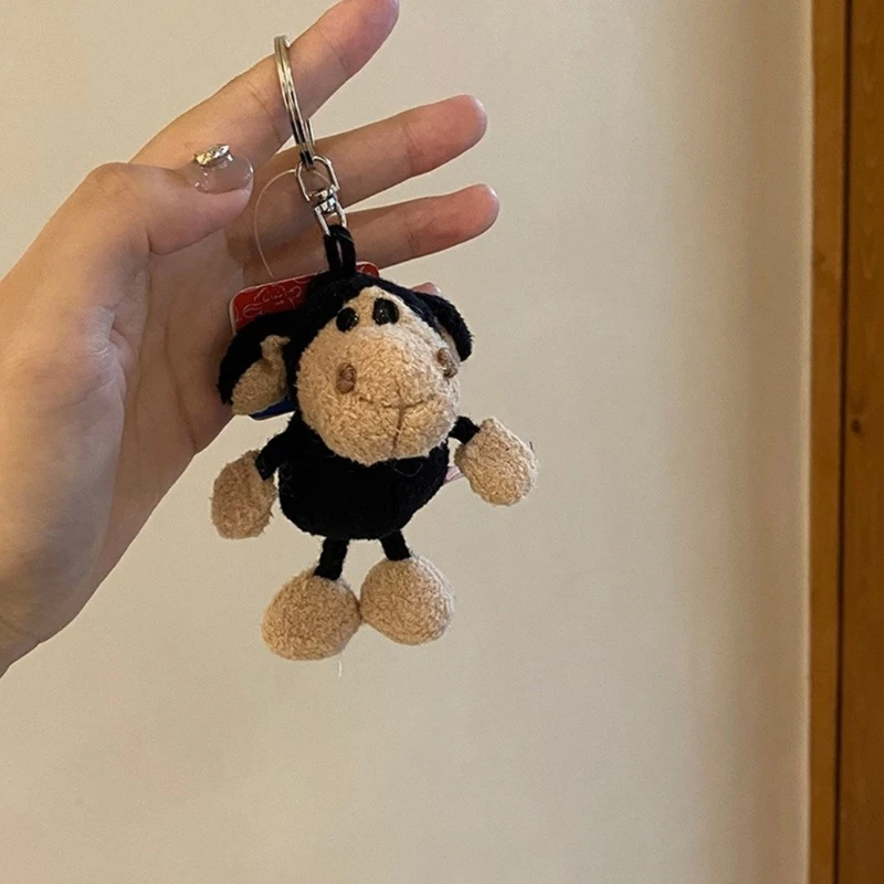 Cartoon Plush Lamb Keychains Pendant Car Keyring Backpack Bag Charm Jewelry