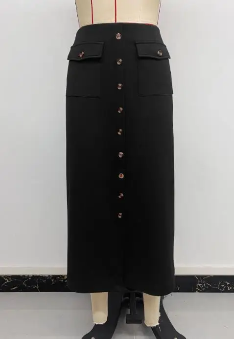 

2026 Элегантная сексуальная осенняя новая повседневная юбка в стиле ретро с металлическими пуговицами, черная юбка с высокой талией, низ