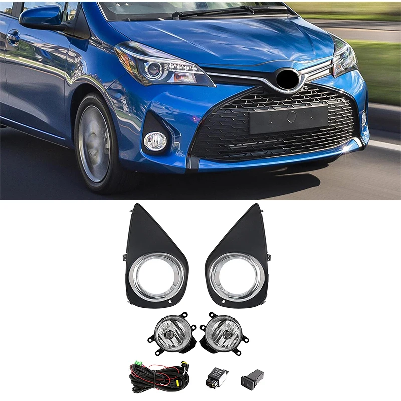 

1 Set Front Bumper Fog Lamp Assembly For Toyota yaris 2014 2015 2016 2017 Version Additional Foglight Switch + Wiring