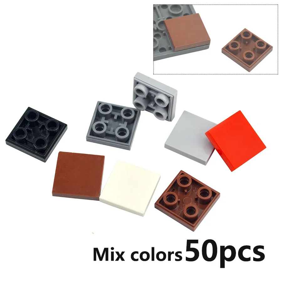 50Pcs Smooth 2X2 Inverted Building Blocks DIY enlighten Flat Tile Brick Educational Toys Assembles Particles Compatible 11203