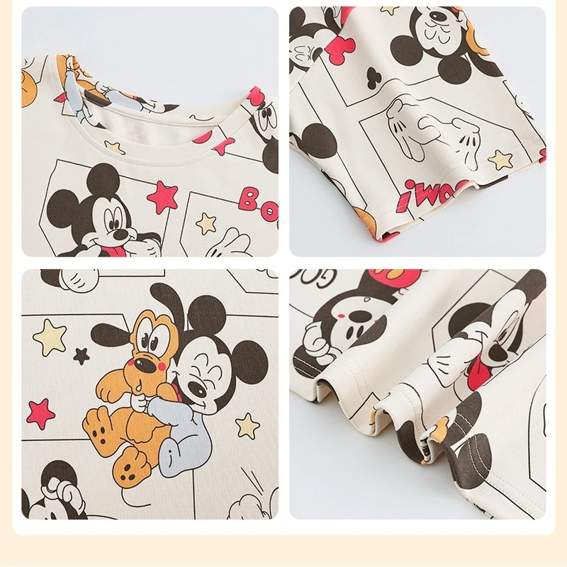 ديزني ميكي انمي ياباني الطرفية المطبوعة منامة الصيف قصيرة الأكمام ثوب النوم فضفاض الكرتون ملابس المنزل هدايا الموضة