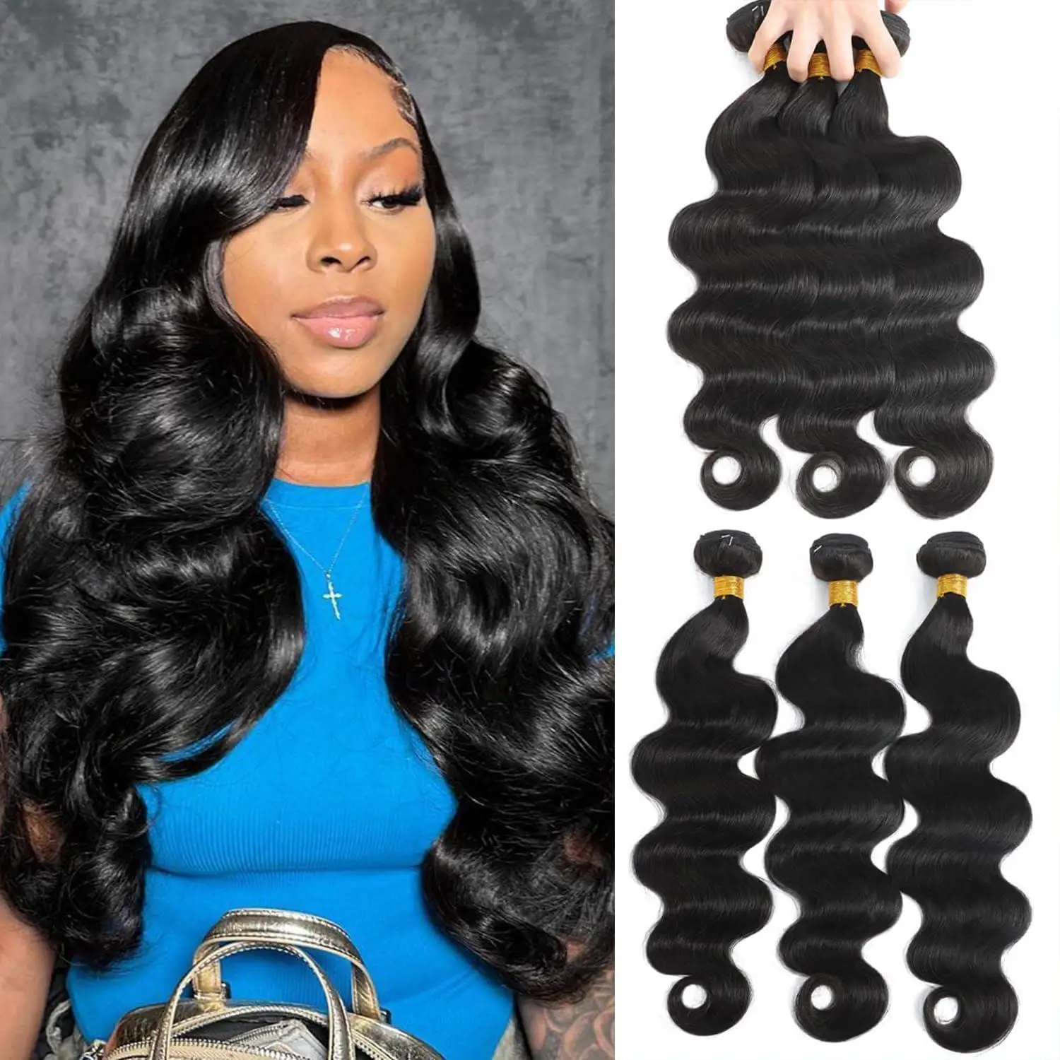 

100% пучки человеческих волос Remy, бразильские объемные волны, двойной уток, объемное плетение волос, пришитые пучки быстрого плетения, 1/3/4 шт., 14-30 дюймов