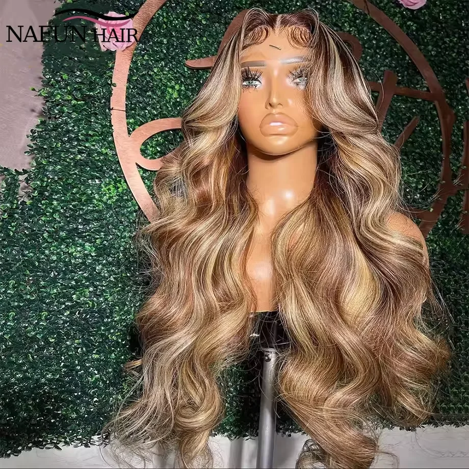 

Парик из натуральных волос 13x4 Highlight Body Wave, парик с кружевной вставкой 13x6, бразильские парики из натуральных волос цвета медового блонда для женщин, 30 дюймов