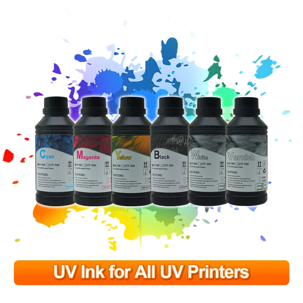 

500ML*6 UV LED UV Ink Curable UV Curing Ink For Epson L805 R1390 L1800 DX5 XP600 Pinthead For UV Flatbed Inkjet Printer UV Ink