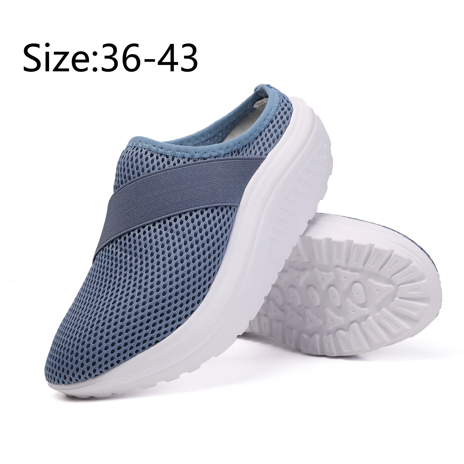 Women\'s Casual Shoes Half Slippers Sports Socks Breathable Sneakers Thick Sole Elevated Sloping Heel Rocking Shoes Walking Shoes