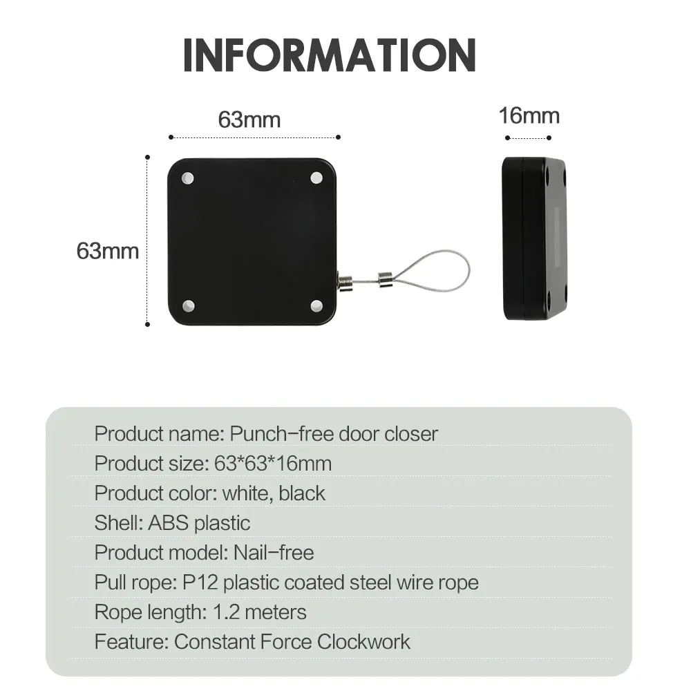 Automatic Door Closer Punch-Free Soft Close Door Closers For Sliding Door Glass Door 500g Tension Closing Device Door Hardware