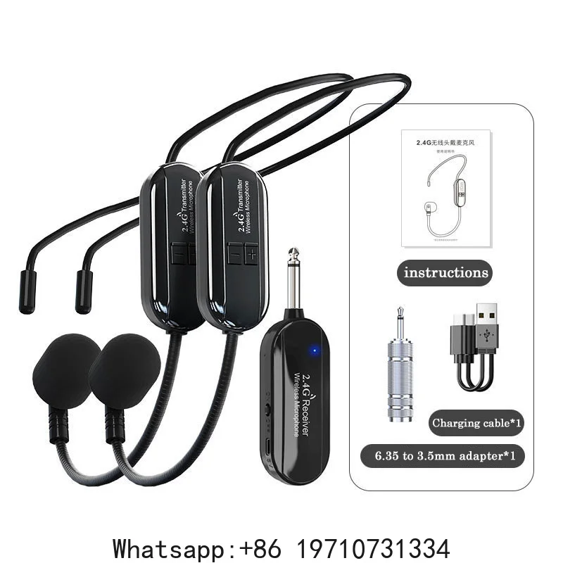 2.4G Wireless Microphone Headset Mic Earphone For Voice Amplifier Speaker Karaoke Computer Teaching Meeting Singing