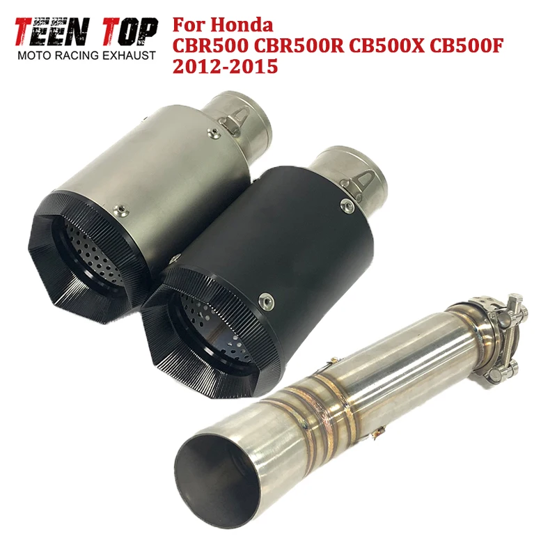 

51mm Slip-on Exhaust For Honda CBR500 CBR500R CB500X CB500F Exhaust Muffler 2012~2015 Racing Elbow180mm Escape Moto Silencieux