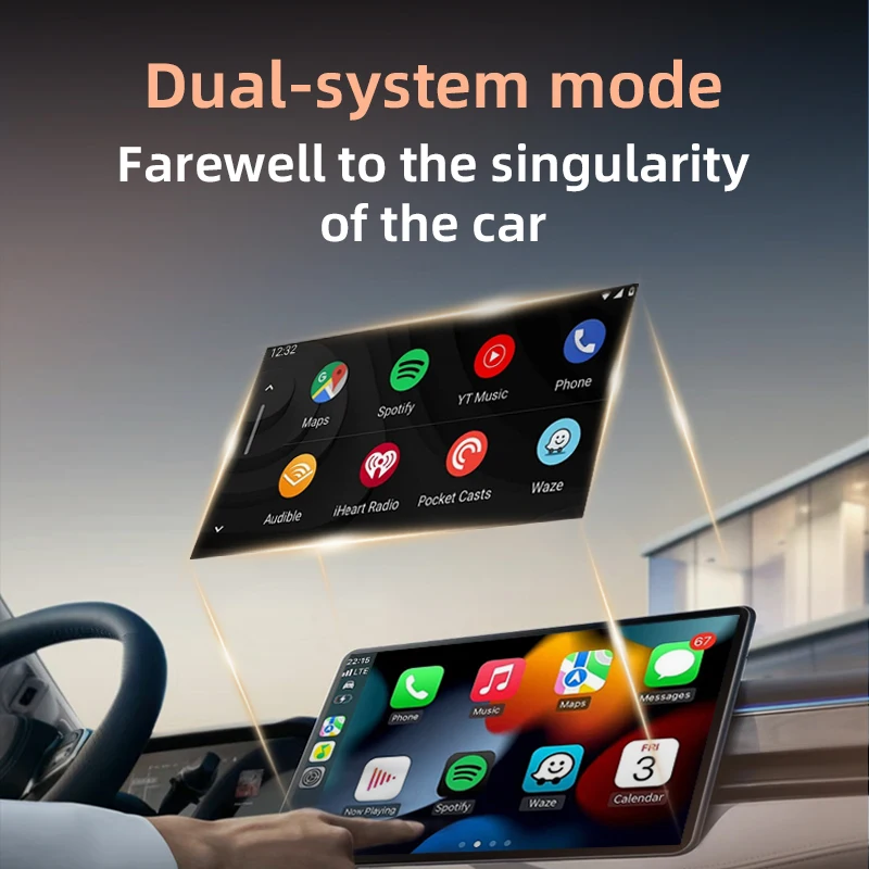 2 in 1 AI Box Adapter Wireless Carplay  Android Auto Adapter Plug and Play WiFi Smart Dongle For Volvo Benz Mg Kia Chery VW