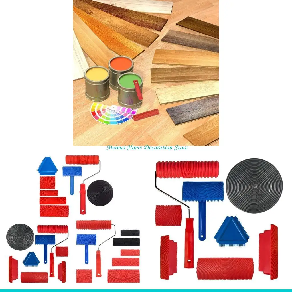 

H7BF Texture Texture Rubber Tool Set 8peeces для Artistics Home Projects Supplies Supplies