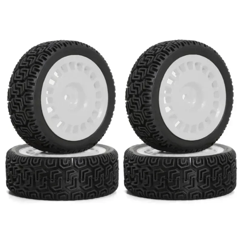 4PCS 68mm Rally Tires for Tamiya XV01 XV02 TT01 TT02 PTG-2 - 1/10 RC Rally Car Rubber Wheels & Tyres Upgrade Set