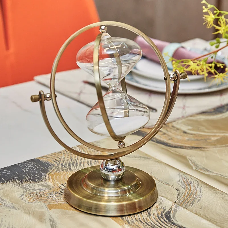 Aesthetic Sand Clock Vintage Globe Hourglass Sandglass Timer Desk Decor Luxury Living Room Decoration Ornament Table Accessoies