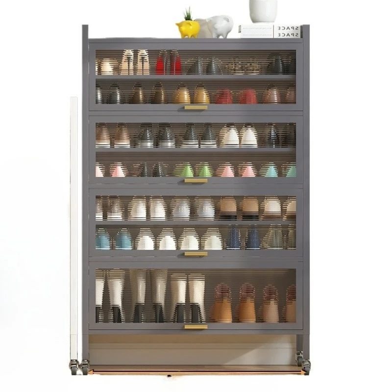 Large clamshell door dust cabinet, ideal for entrance and dining area, metal steel shoe rack
